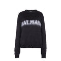 Sweatshirt balmain noir en mohair avec logo balmain blanc en maille pelucheuse sur la poitrine
