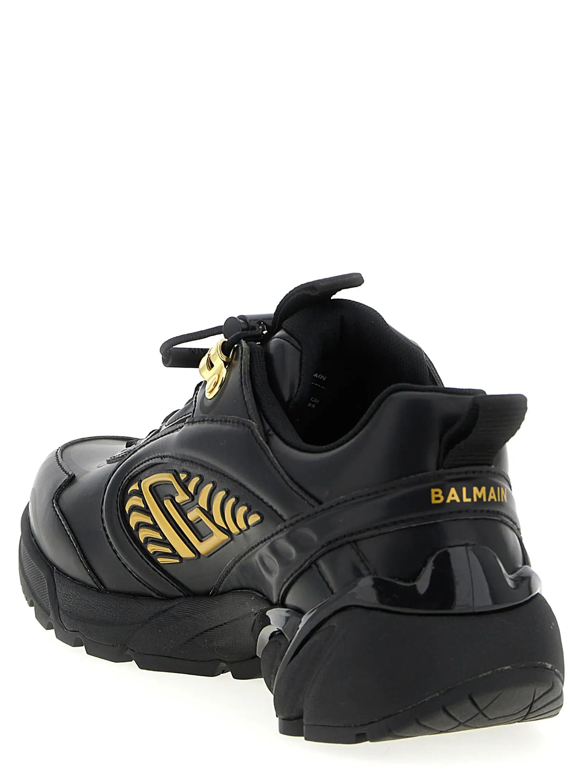 Baskets balmain noires en nylon avec finition brillante et détails logo doré pour usage athlétique