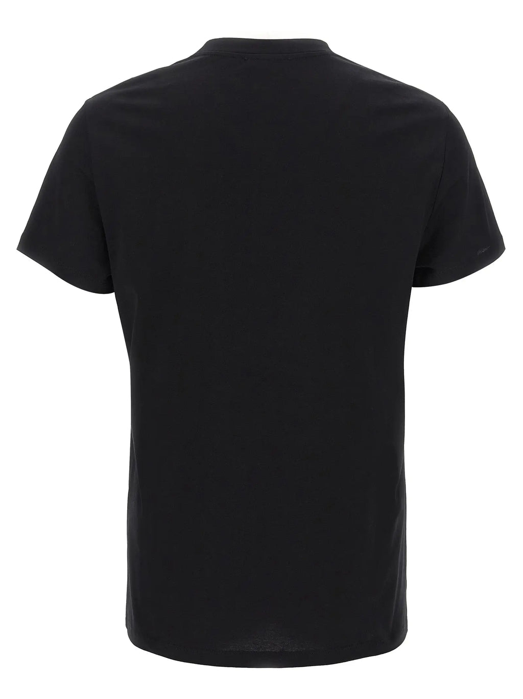 T-shirt balmain noir manches courtes en coton biologique avec col rond, idéal pour un usage quotidien
