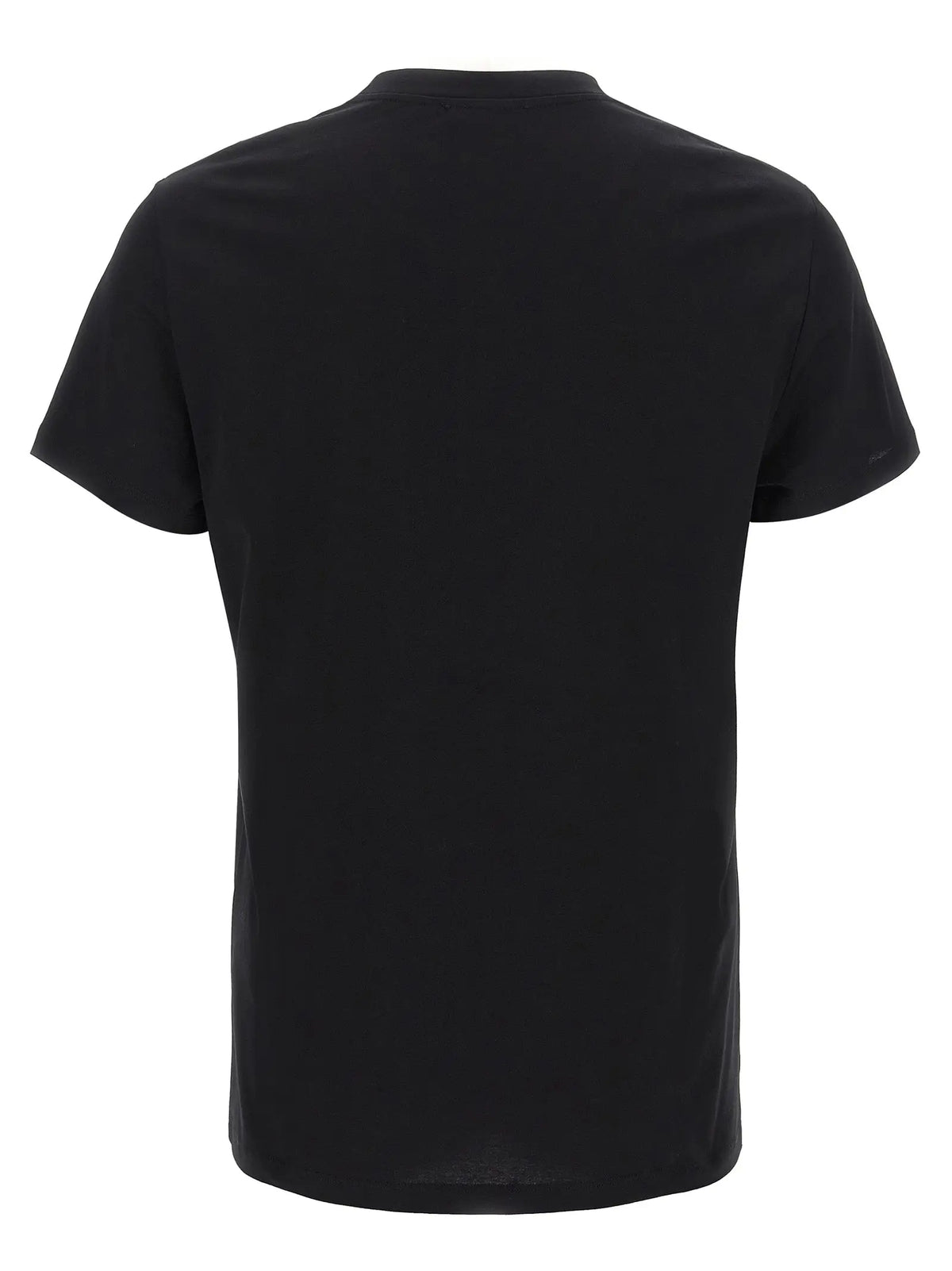 T-shirt balmain noir manches courtes en coton biologique avec col rond, idéal pour un usage quotidien