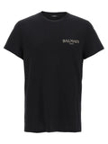 T-shirt balmain paris noir en coton biologique avec logo blanc brodé subtil sur la poitrine