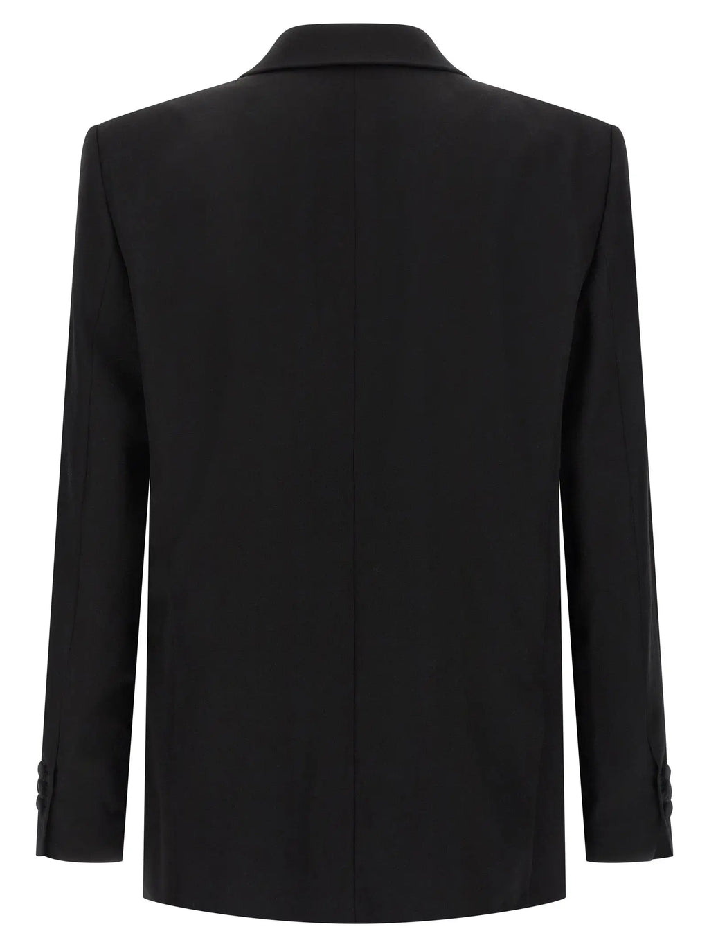 Blazer noir en laine vierge balmain avec col cranté classique et poignets boutonnés