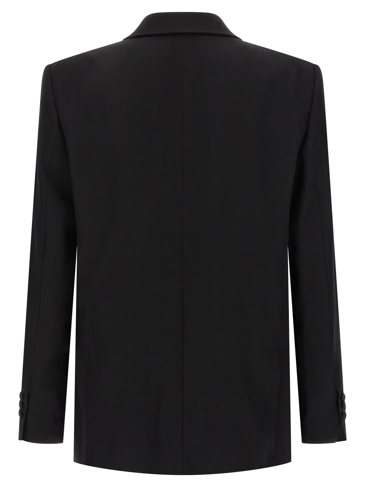 Blazer noir en laine vierge balmain avec col cranté classique et poignets boutonnés