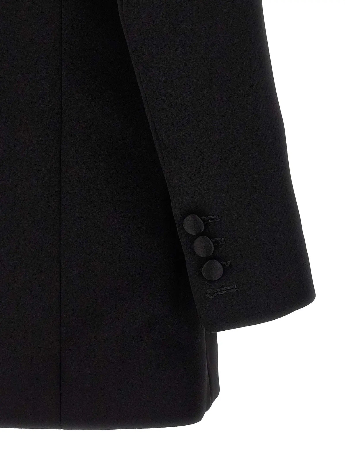 Blazer balmain noir en viscose avec trois boutons noirs assortis sur la manche tailored pour un look élégant