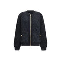 Blouson bomber Balmain en viscose noire texturée avec fermeture éclair et boutons dorés