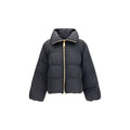 Balmain veste longue en viscose noire avec capuche et fermeture éclair dorée