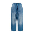 Jean détente balmain bleu en coton avec taille haute et coupe large en denim bleu moyen