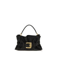 Sac à main Balmain en cuir de veau noir Bos Taurus, design élégant avec détails sophistiqués.