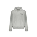 Sweat à capuche balmain gris en coton avec logo noir subtil sur la poitrine et cordons assortis