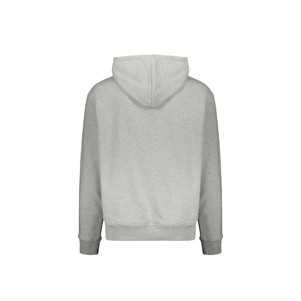Balmain gray cotton hoodie en molleton gris chiné avec tissu doux et texturé et poignets côtelés
