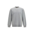 Balmain sweat-shirt gris en coton avec col rond manches longues et bords côtelés en gris chiné