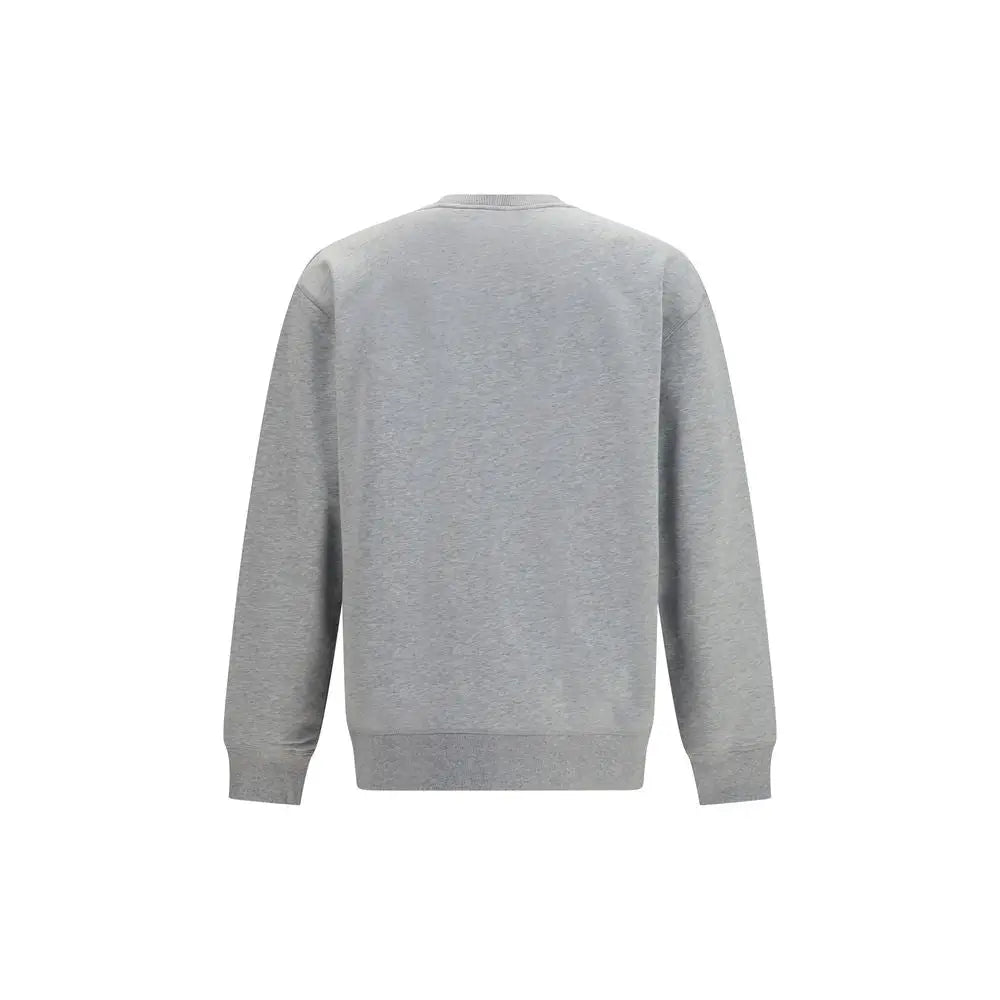Sweatshirt balmain en coton gris chiné avec poignets et ourlet côtelés, style confortable et décontracté