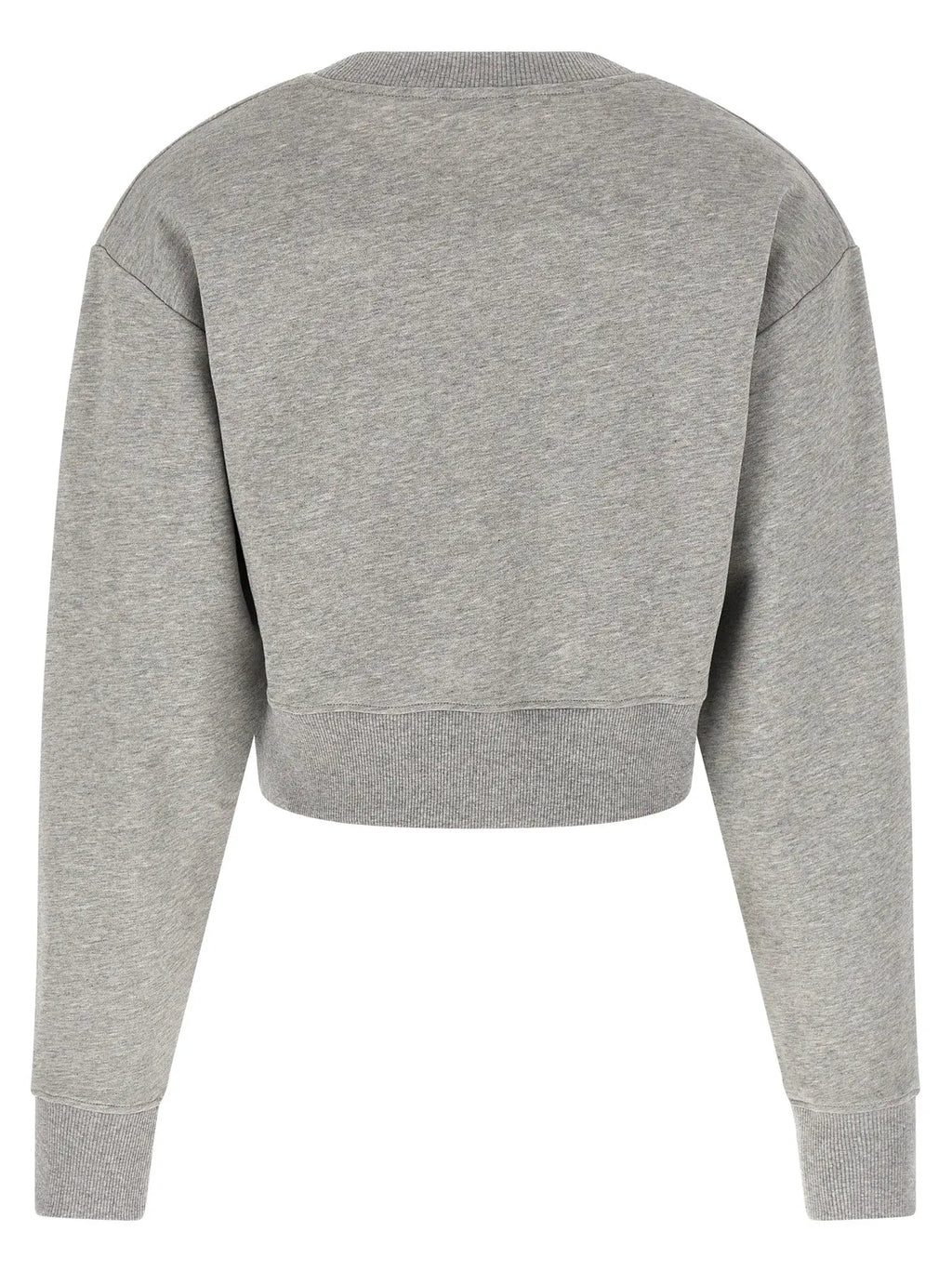 Sweatshirt balmain gris en coton avec tissu chiné, coupe courte, poignets et ourlet côtelés