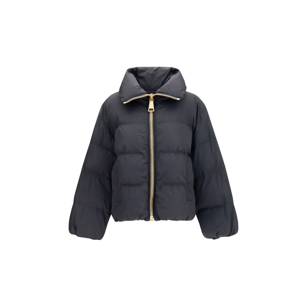 Veste longue en viscose noire Balmain, élégante et sophistiquée, avec coupe fluide et détails modernes visible sur l'image.