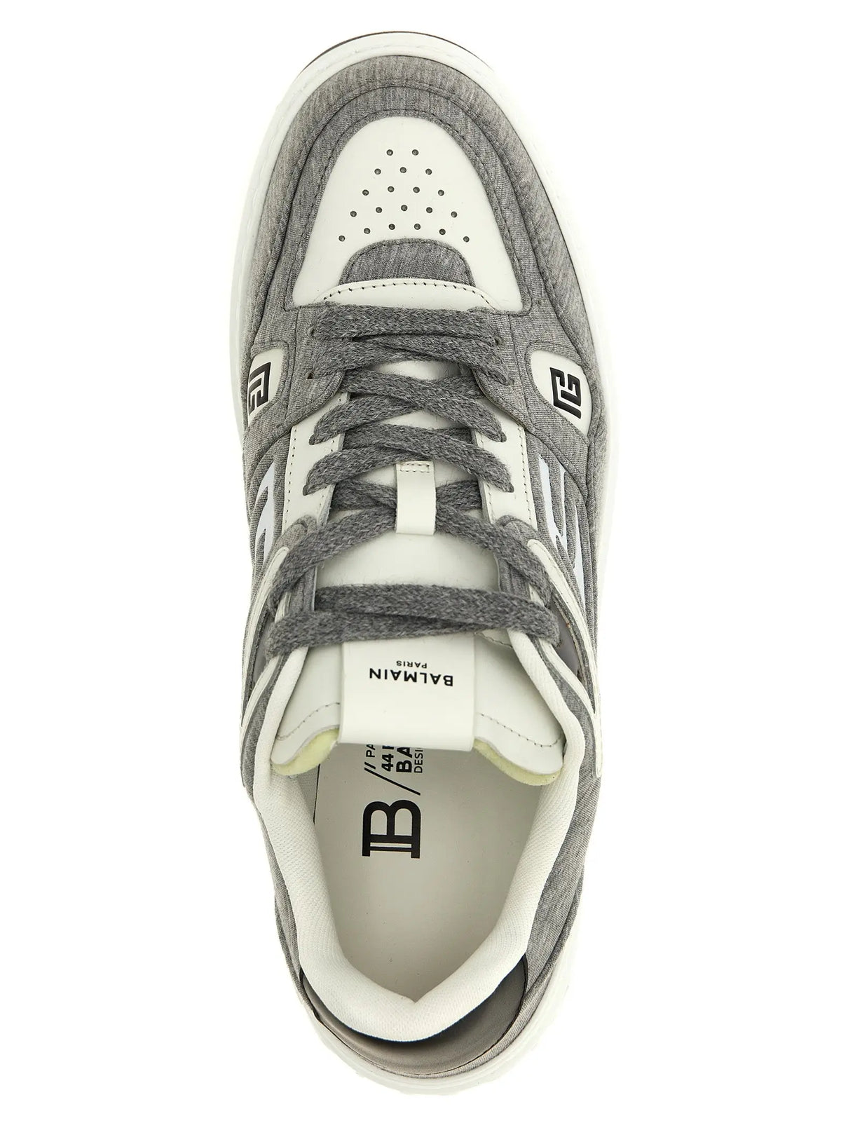 Baskets balmain multicolores en polyester avec tige en tissu texturé grise et blanche, empeigne perforée et logos de marque