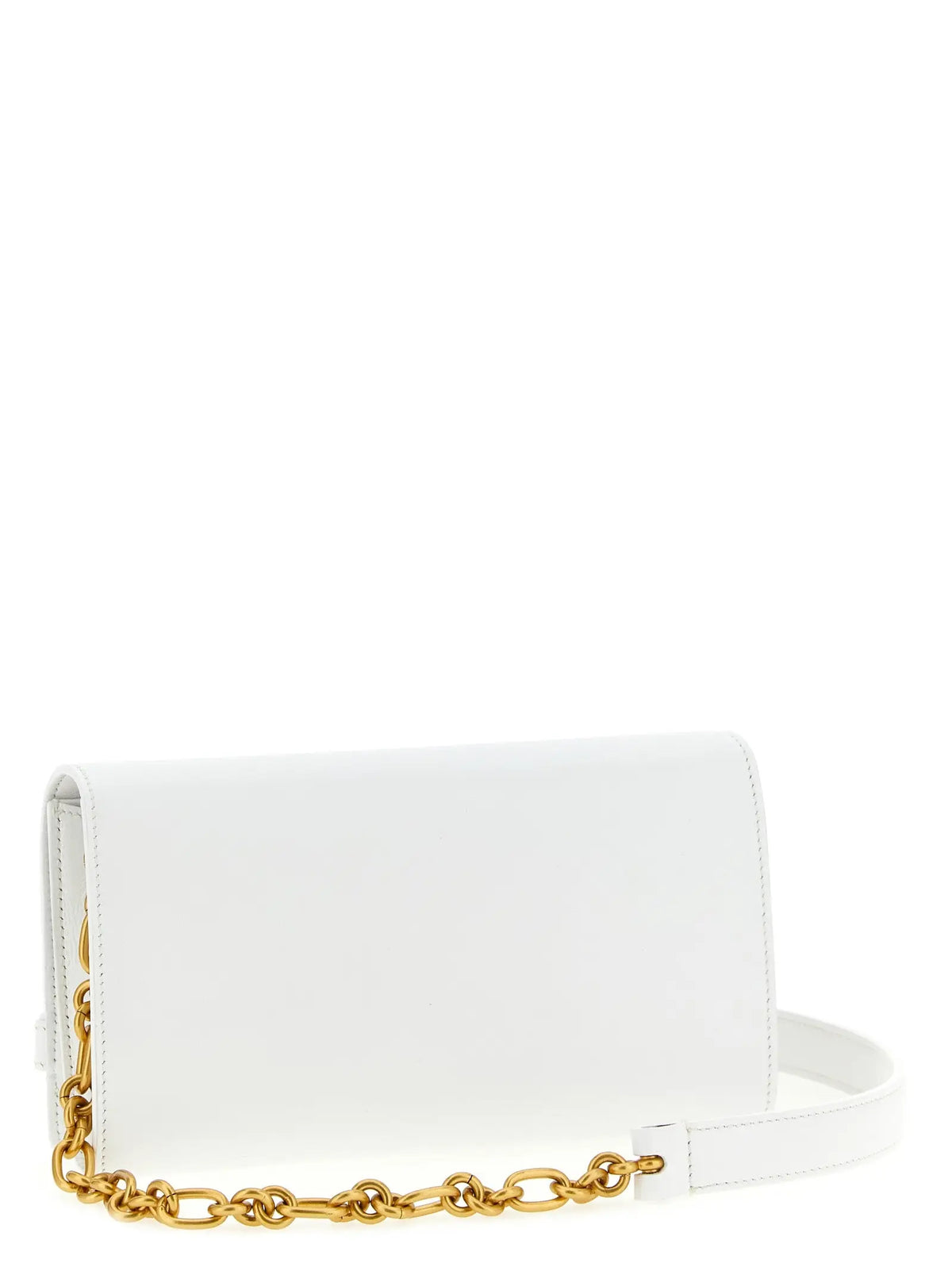 Sac bandoulière blanc en cuir avec chaîne dorée balmain en cuir de veau pour carte