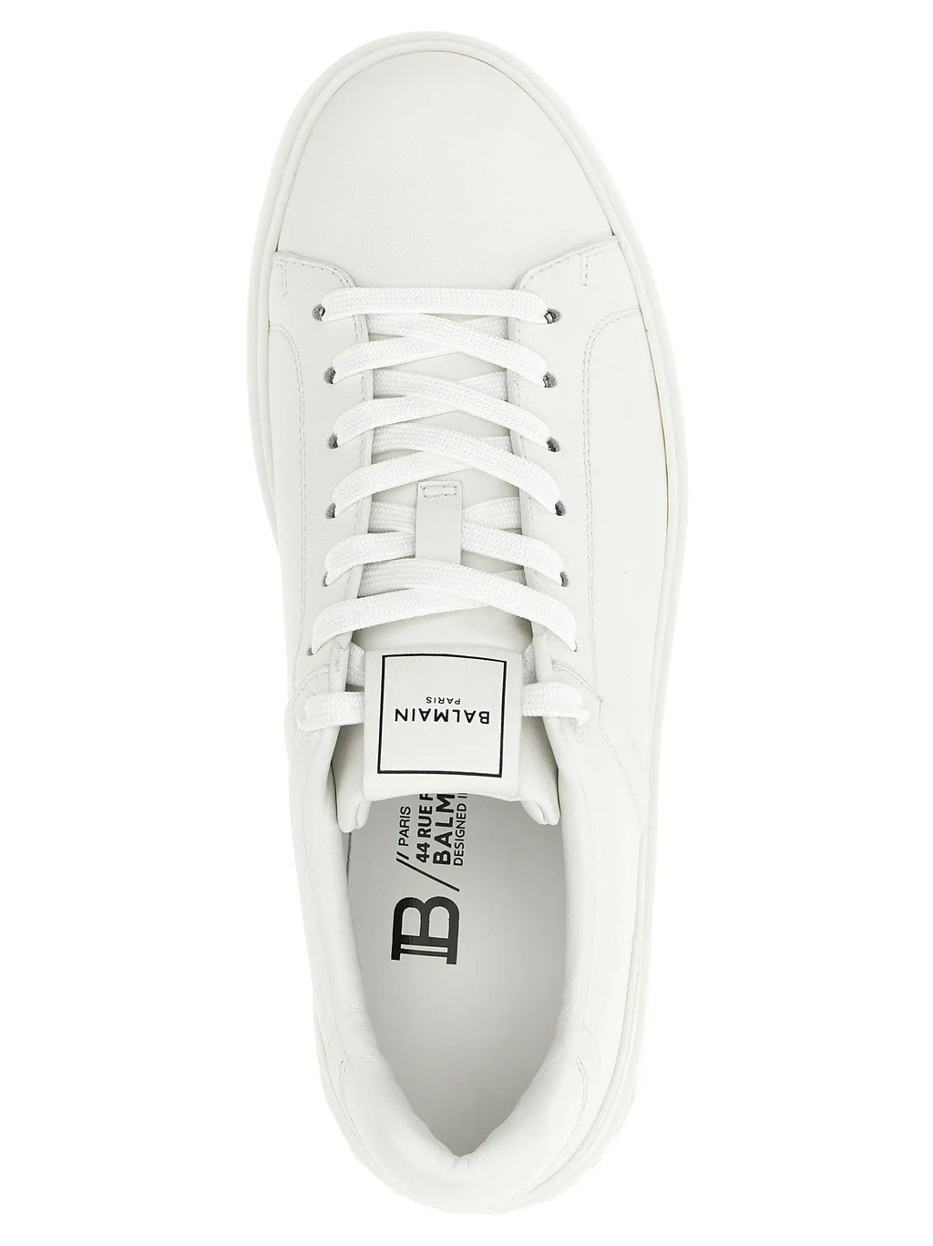 Baskets basses blanches balmain en cuir de veau avec finition propre et design minimaliste