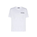 T-shirt balmain blanc en coton avec logo noir brodé sur la poitrine manches courtes