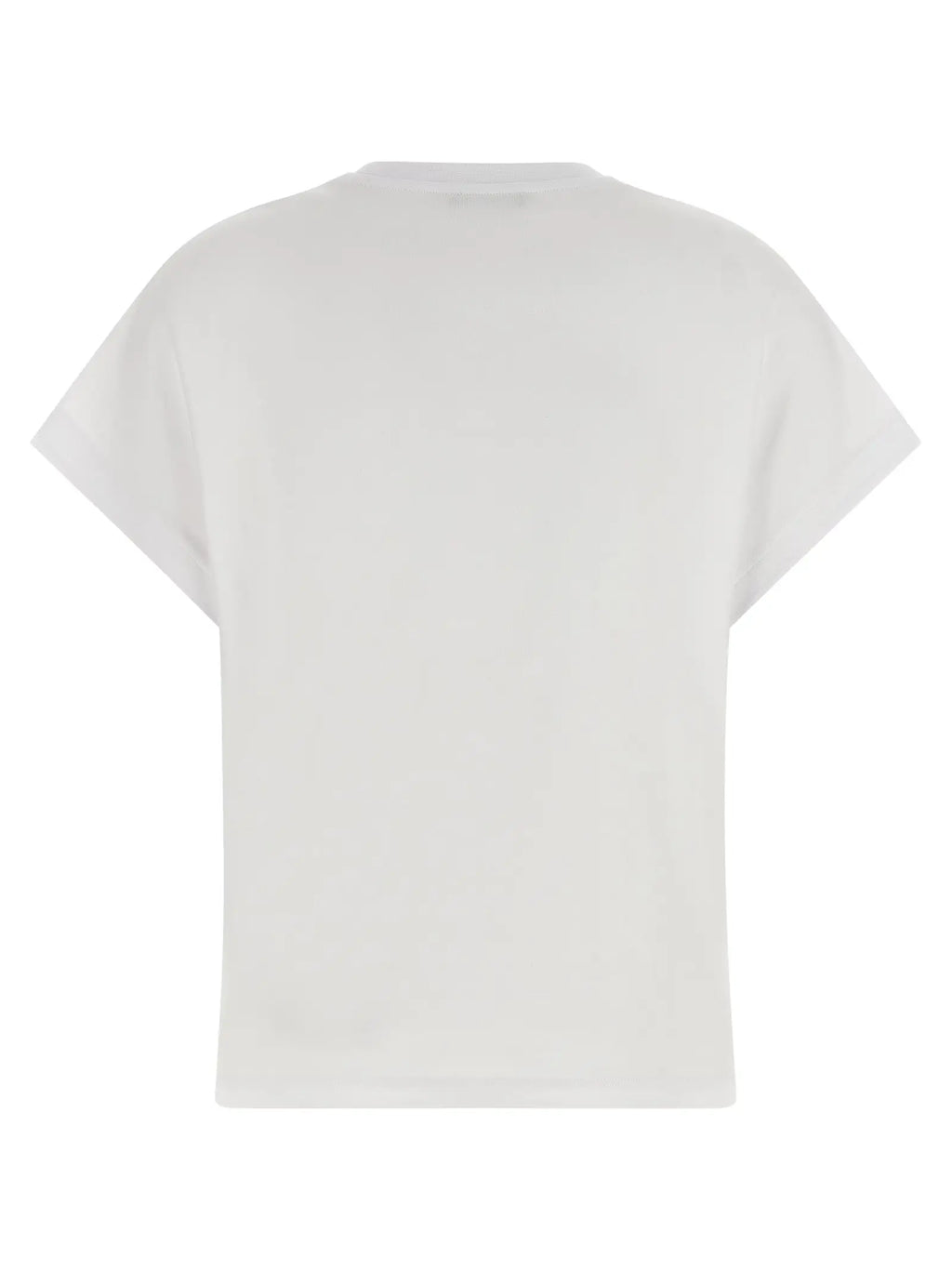 T-shirt blanc en coton balmain avec manches courtes légèrement évasées et encolure ronde simple