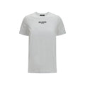 T-shirt blanc balmain paris en coton manches courtes avec logo noir imprimé sur la poitrine