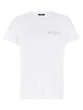 T-shirt balmain blanc en coton biologique avec broderie argentée subtile sur la poitrine