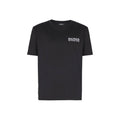T-shirt en coton noir de Balmain, coupe classique, porté sur mannequin, vue de face, détails du tissu et logo subtil visible.