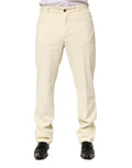 Pantalon burberry beige en coton velours côtelé crème avec texture à côtes verticales et coupe droite classique homme