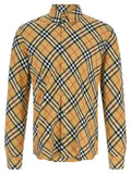 Chemise homme classique burberry beige en coton à manches longues à carreaux beige noir blanc et rouge avec boutons assortis