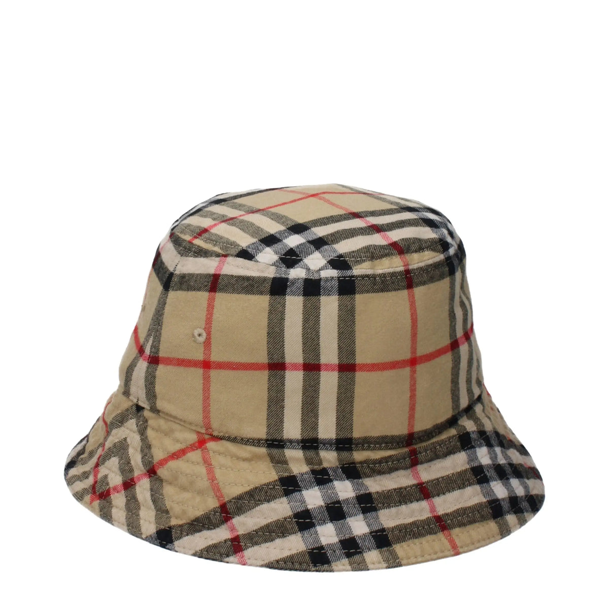 Burberry beige coton bob avec motif à carreaux classique beige noir blanc et rouge