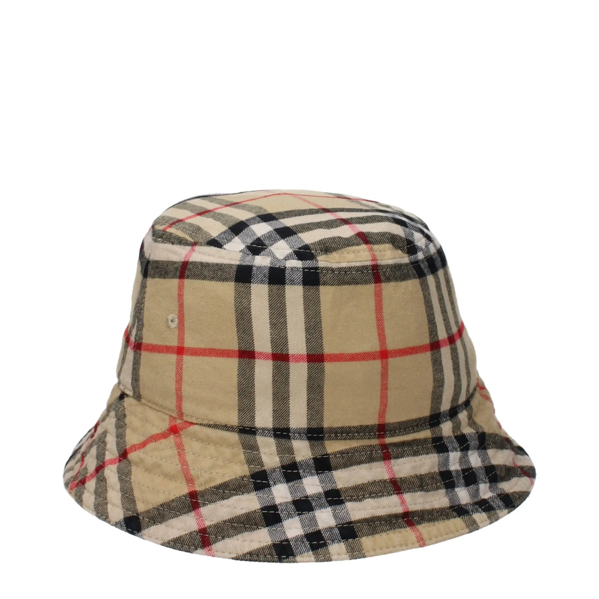 Burberry beige coton bob avec motif écossais classique en beige, noir, rouge et blanc