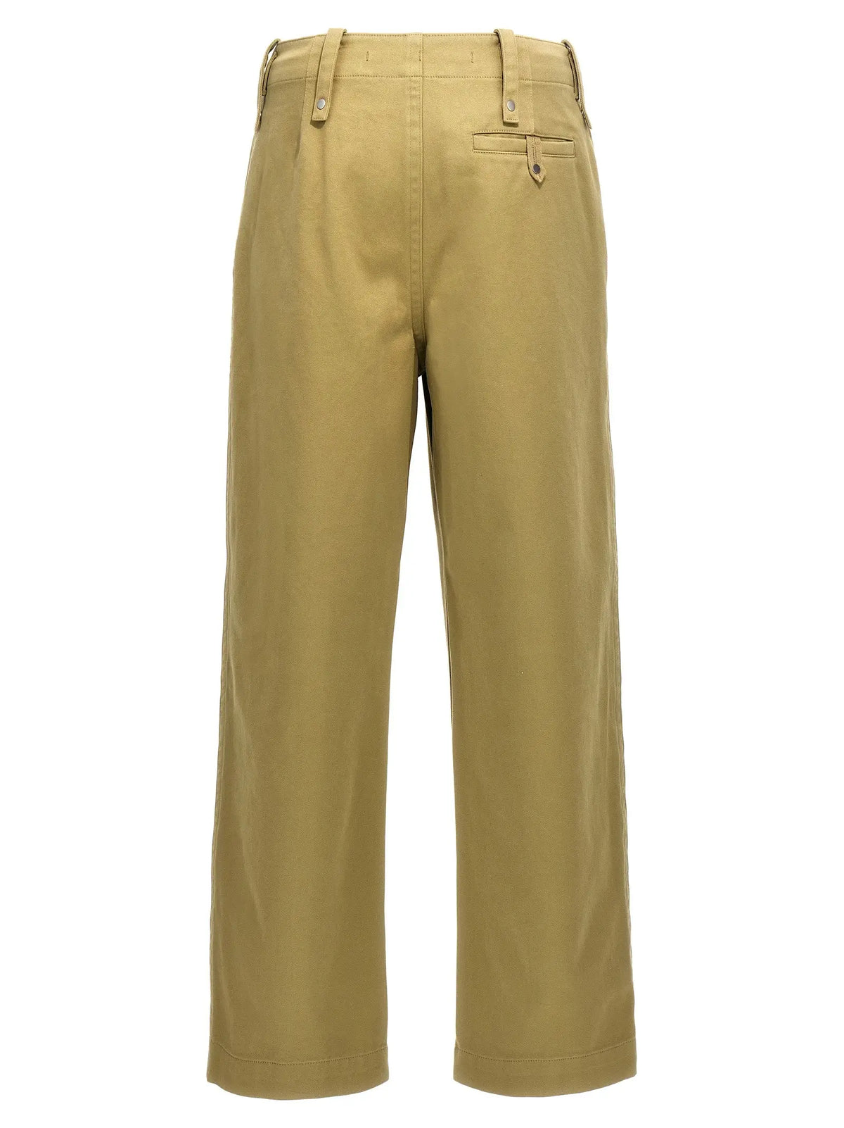 Pantalon casual burberry beige en coton avec coupe droite kaki et poches arrière classiques et passants à boutons