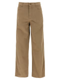Pantalon décontracté burberry beige en coton khaki avec coupe droite et fermeture boutonnée classique cinq poches