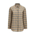 Chemise burberry beige en coton à carreaux rouges et noirs à manches longues avec col classique et boutons