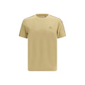 T-shirt beige burberry en coton avec manches courtes et accents rayés subtils sur les épaules et logo brodé