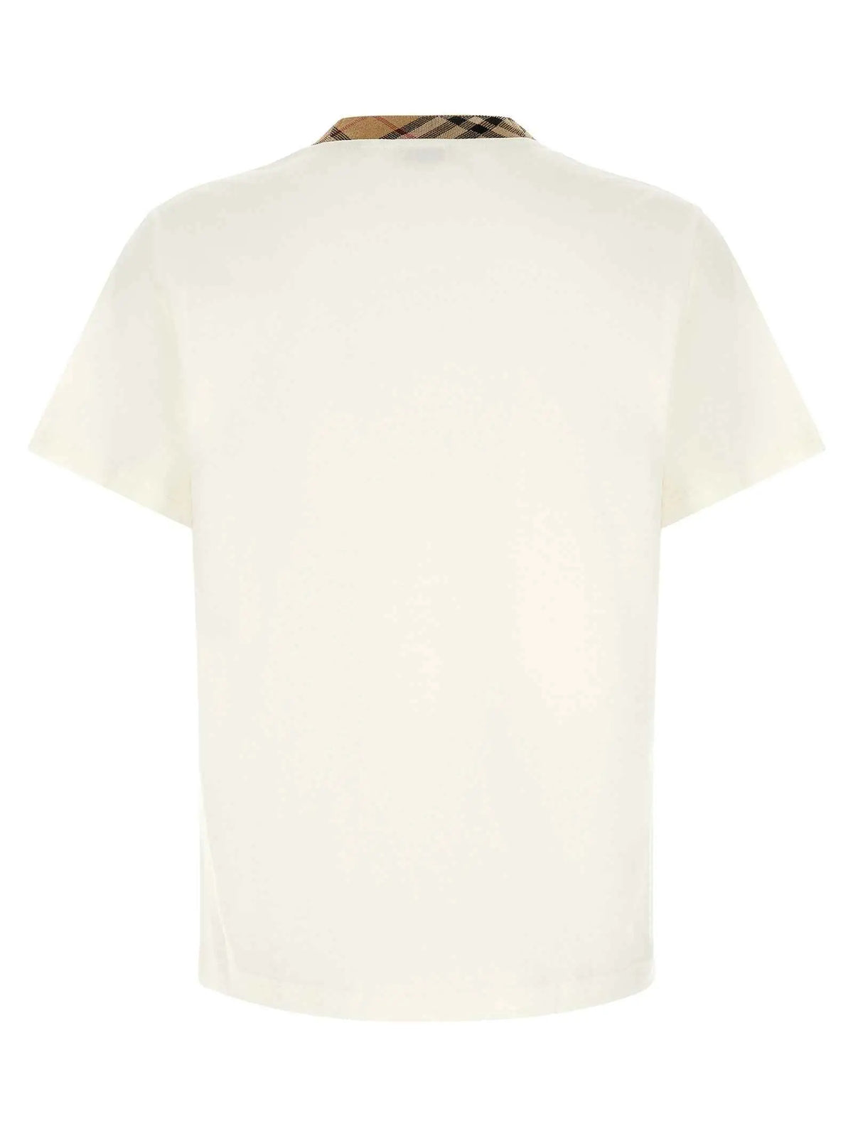 T-shirt beige burberry en coton avec col à manches courtes orné du motif classique à carreaux burberry