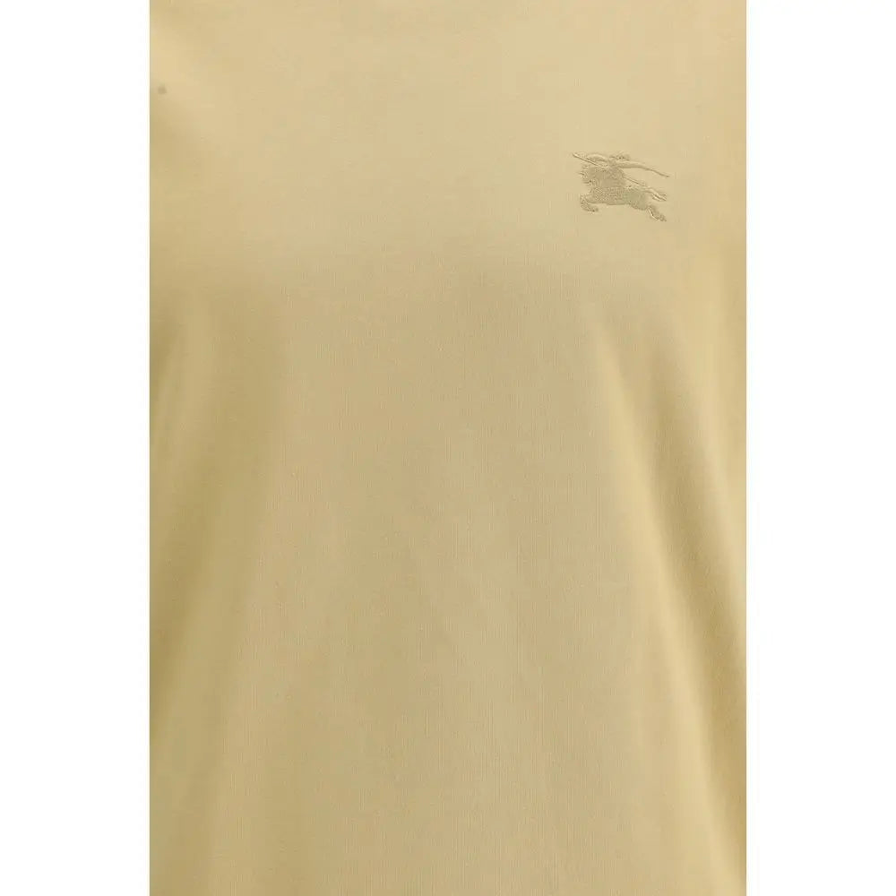 T-shirt burberry beige en coton avec logo brodé subtil sur la poitrine