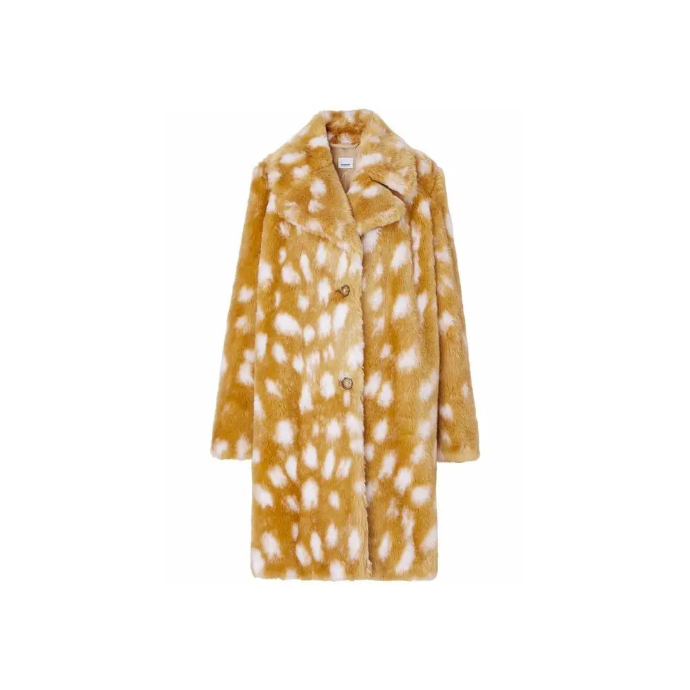 Burberry beige lambskin coat en fausse fourrure beige à motifs blancs avec col classique