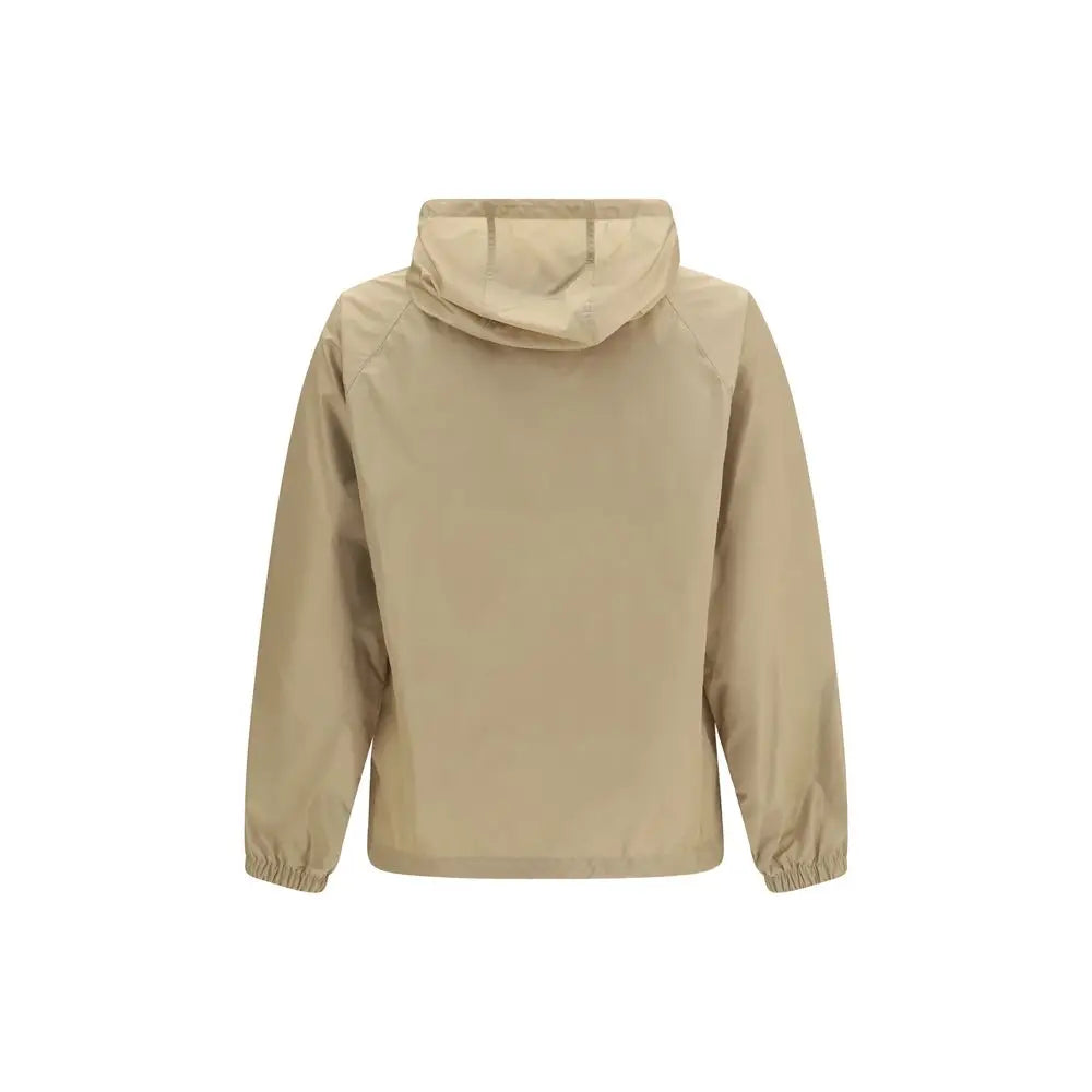 Veste burberry beige en nylon avec capuche et poignets élastiques au design minimaliste épuré