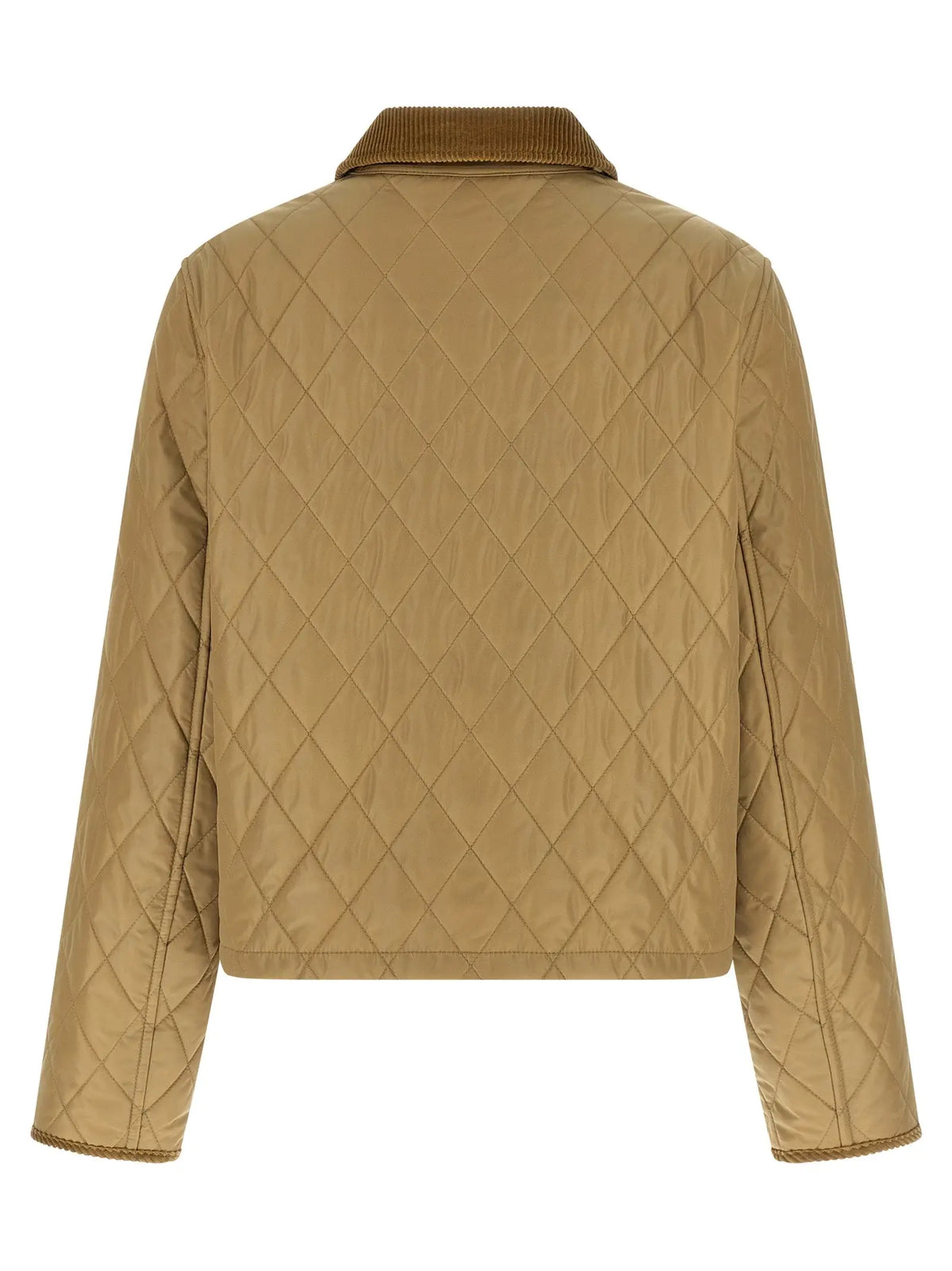 Veste polyamide beige burberry avec col en velours côtelé et matelassage tan élégante et légère