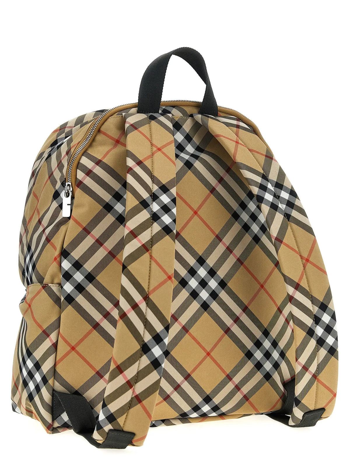 Sac à dos beige burberry en polyester avec motif à carreaux beige noir blanc et rouge design classique