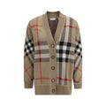 Beige burberry polyester sweatshirt with classic check pattern in beige black white and red