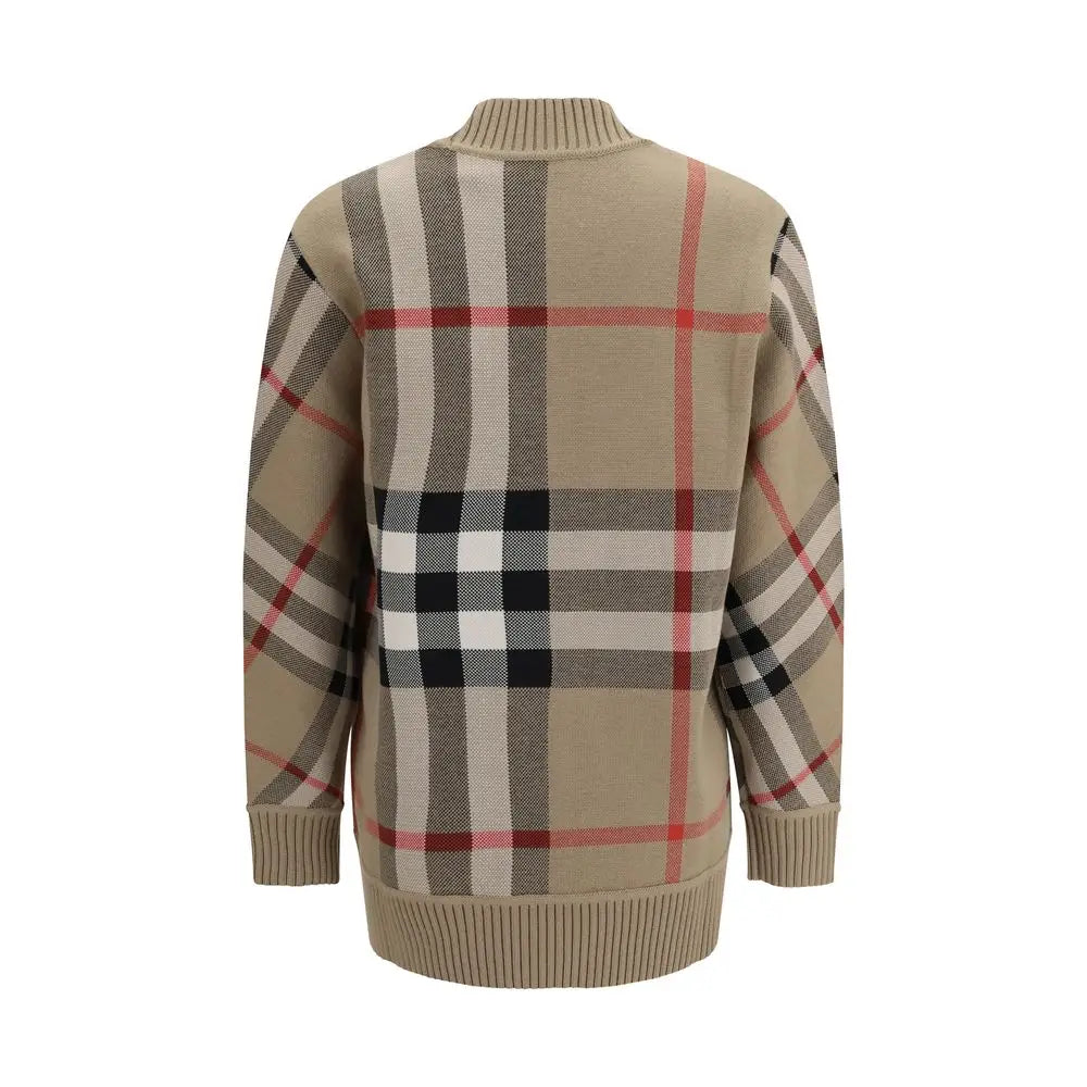 Sweatshirt burberry beige en polyester avec motif check iconique beige noir blanc et rouge en laine mélangée