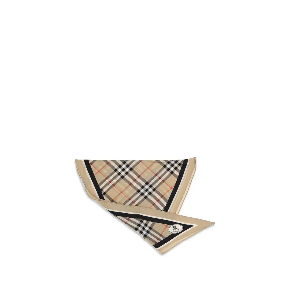 Écharpe burberry beige en soie avec motif à carreaux noir classique plaid