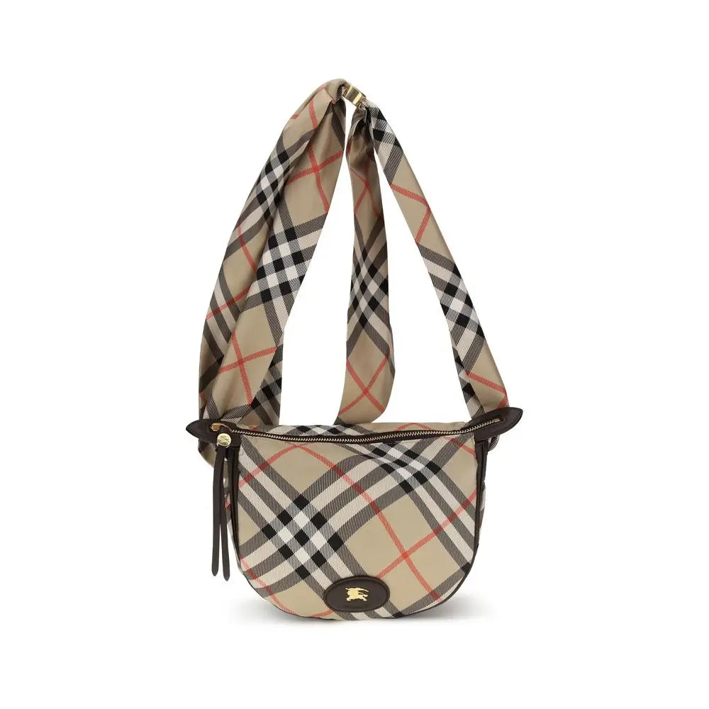 Sac bandoulière en soie beige burberry avec ceinture et écharpe assorties en écossais beige noir et rouge