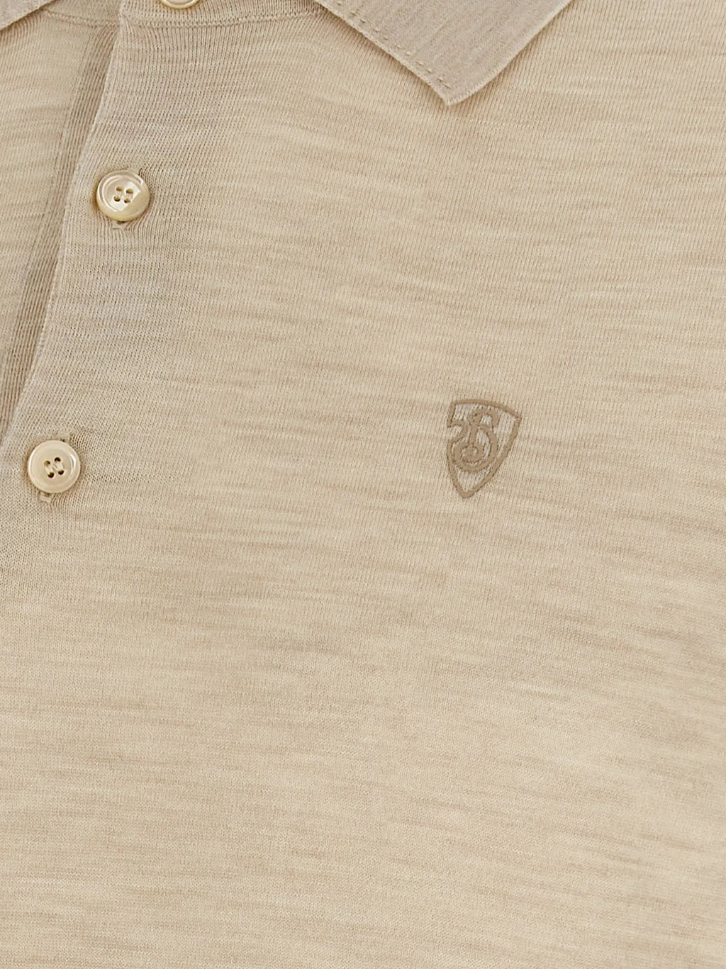 Beige burberry polo shirt en laine avec boutons assortis et logo brodé subtil sur la poitrine