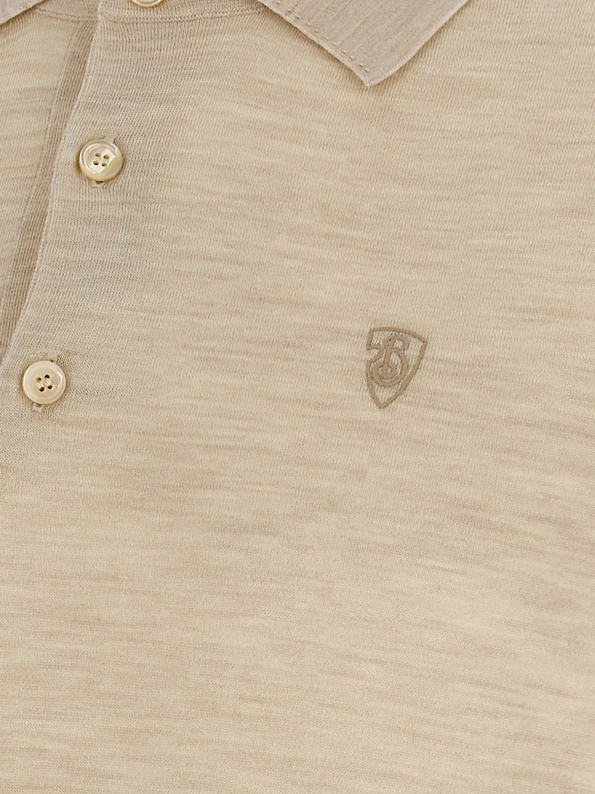 Beige burberry polo shirt en laine avec boutons assortis et logo brodé subtil sur la poitrine