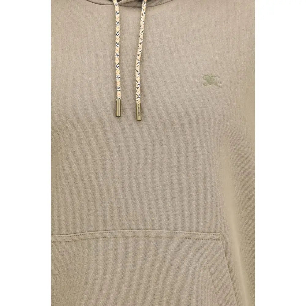 Sweatshirt burberry bicolor beige en coton avec capuche, cordons à motifs et logo brodé discret