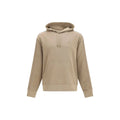 Sweatshirt burberry bicolor en coton beige avec capuche, rayures latérales discrètes et logo brodé sur la poitrine
