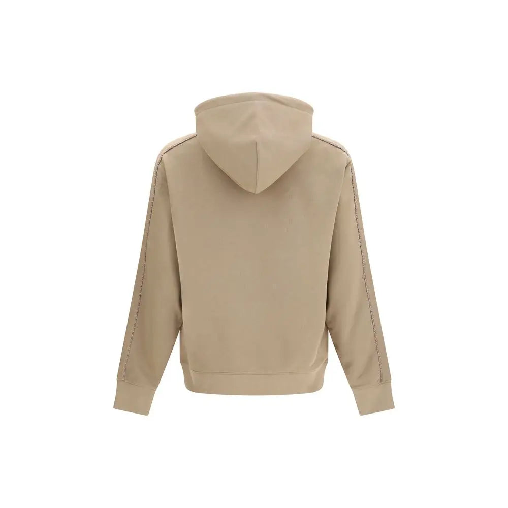 Beige sweatshirt à capuche burberry en coton bicolore avec coutures verticales discrètes sur les manches