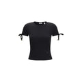 Burberry t-shirt cropped noir en coton avec manches courtes nouées et petit logo sur le bas devant
